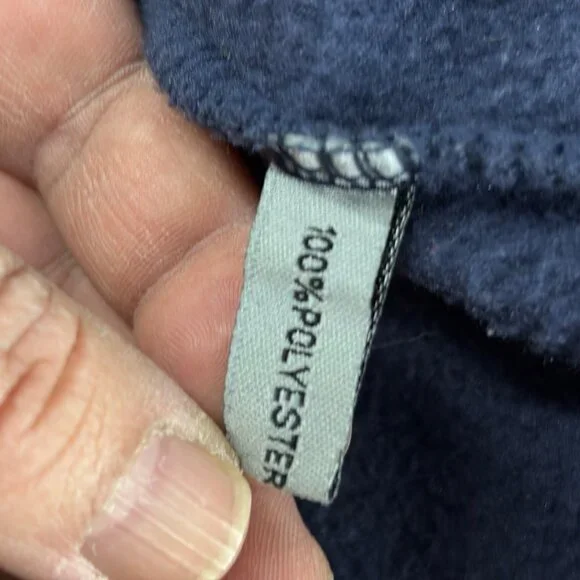 Blessed Navy Blue Hoodie With White Heart Elbow Patches & Kangaroo Pocket Polyes - Picture 5 of 8